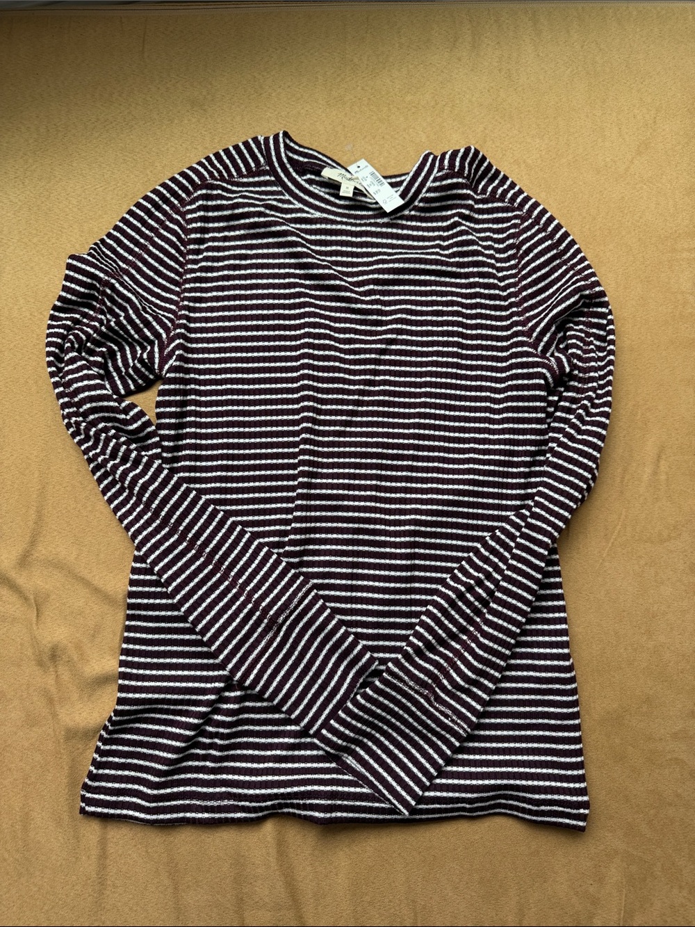NWT Madewell Burgundy & White Striped Long-Sleeve Tee